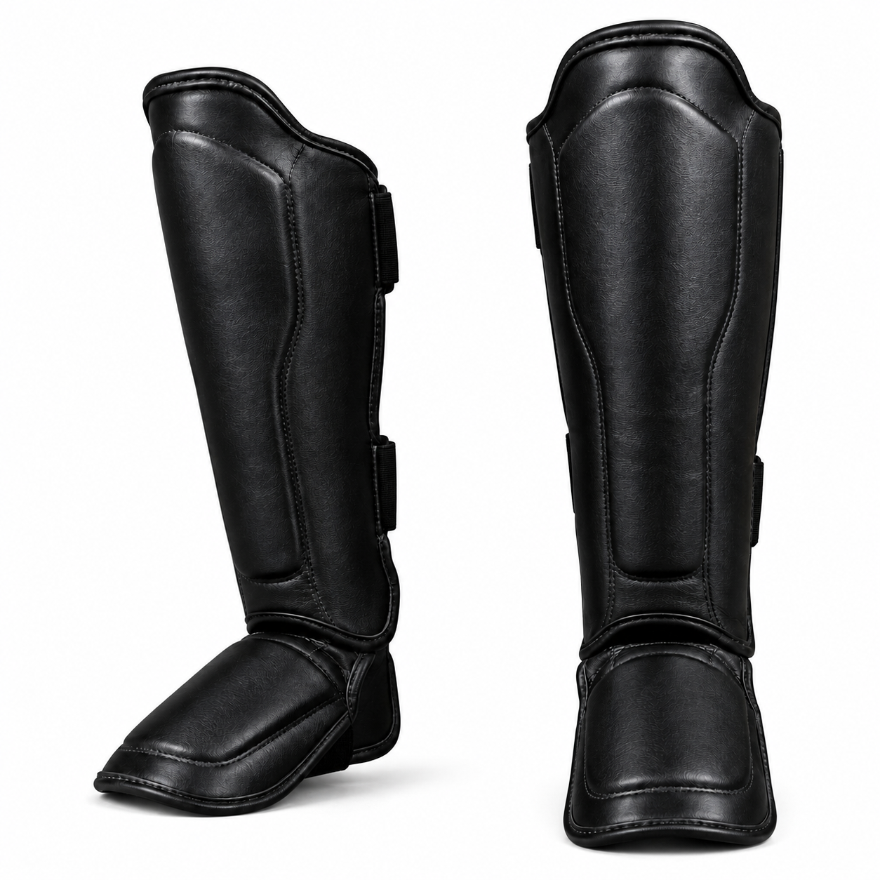Muay Thai Shin Pads Genuine Leather Black Custom Combat Sports Manufacturer